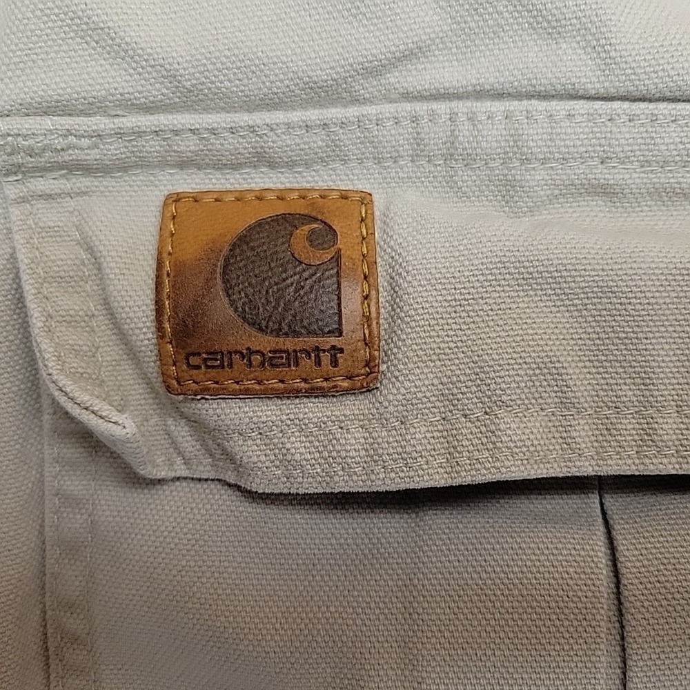 Carhartt Canvas Cargo Shorts Mens 36 Tan Khaki Workwear Utility Hiking Outdoors - Picture 4 of 7